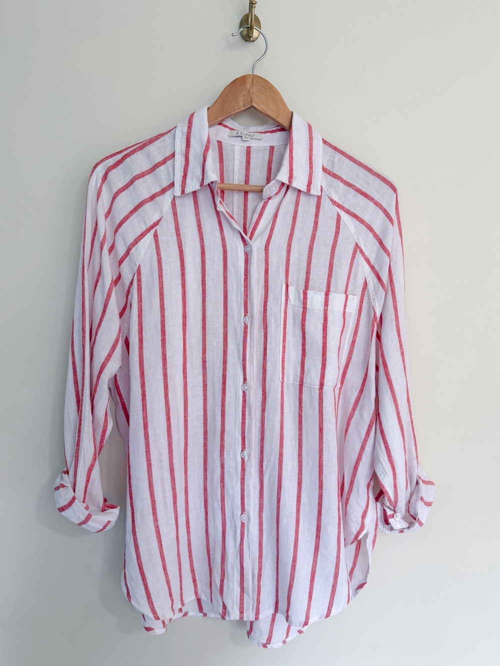 Z Supply Linen Blend Stripe Button Up